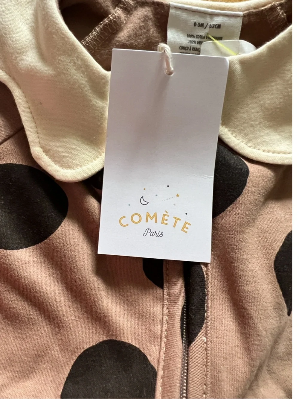 Comete Paris Organic Cotton One Piece Suit/Pajama Size 0-3 Month NWT